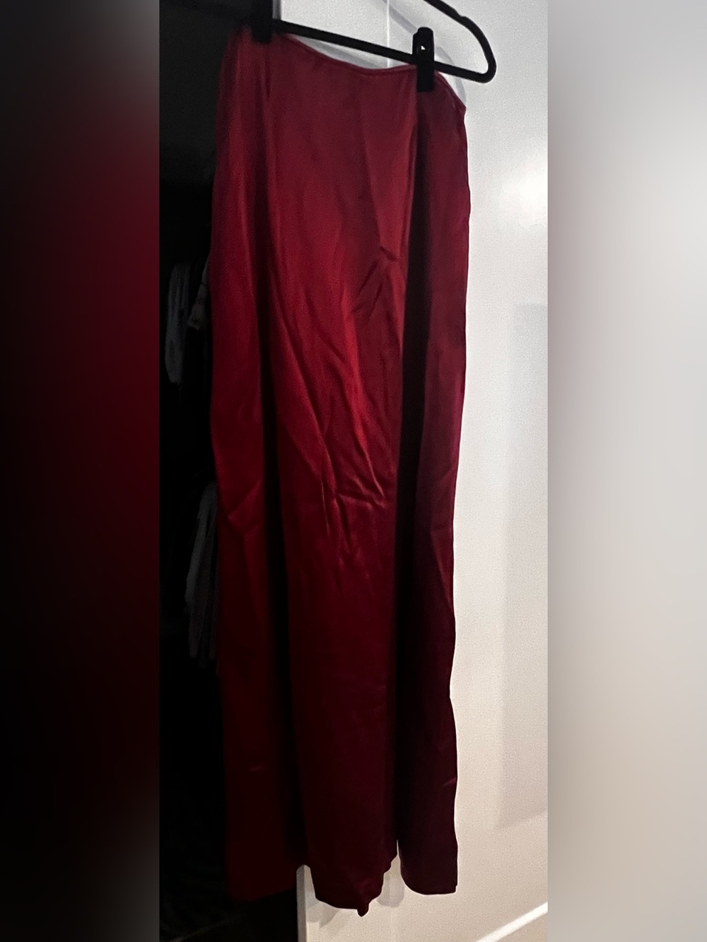 Wine Red Satin Maxi Skirt l 8